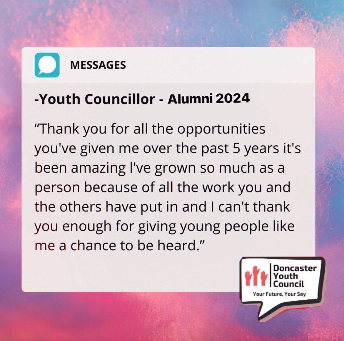It’s moments like these which remind us why we do what we do🥹 To join the Youth Council you don’t have to be massively confident, live and breathe politics… you just have to CARE and WANT TO MAKE A DIFFERENCE!🙌 @lanimae14 @Rianaguk @DoncasterDamian @LeeGolzeFF @hornsbylj