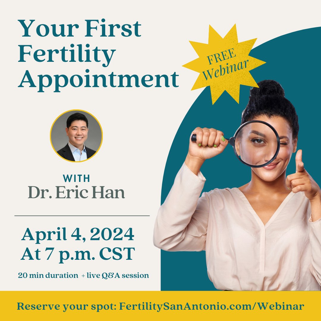 Thinking about scheduling your first #fertility appt, but unsure of what to expect? On April 4th, Dr. Han is leading a webinar to provide a summary of your 1st appt with us, as well as what to expect at other #fertilityclinics. Reserve your spot today: tinyurl.com/b3dwbanb