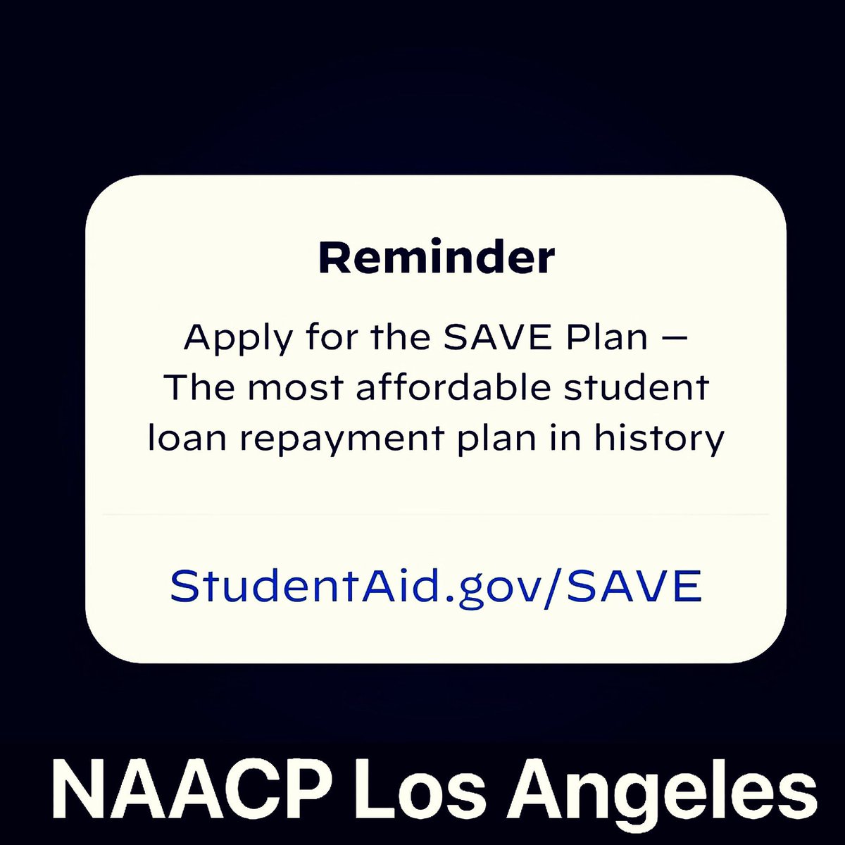 Join us on SAVE Day of Action. Let’s fight together to tackle student debt and make education more affordable nationwide. Apply at StudentAid.Gov/Save #SAVEday #StudentDebtCrisis 
#CommunityCoordination 
#LosAngeles #California