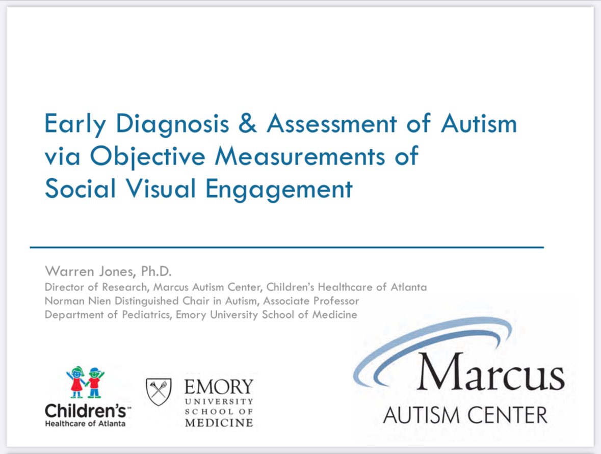 📣 Webinar recording and slides now available: 

“Early Diagnosis and Assessment of #Autism Via Objective Measurements of Social Visual Engagement” with Warren Jones of @MarcusAutism and @EmoryMedicine

🔗 bit.ly/4cyFpMI #pctGR