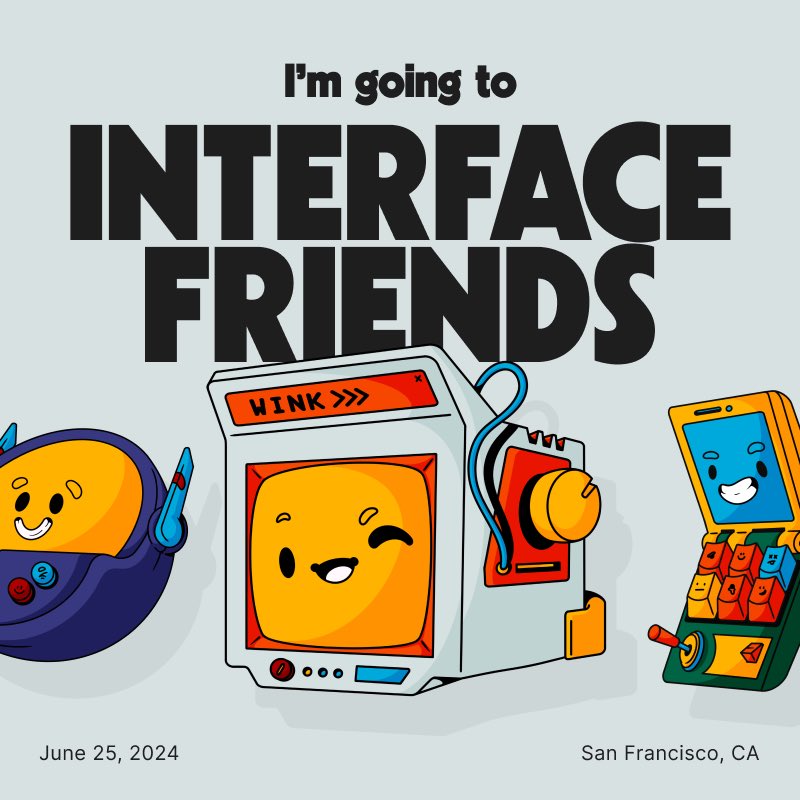 I’m going to Interface Friends and Config this June! Couldn’t be more stoked to hang with @DannPetty and the best companies in the industry. @Contra x @Webflow 🙌 interfacefriends.com