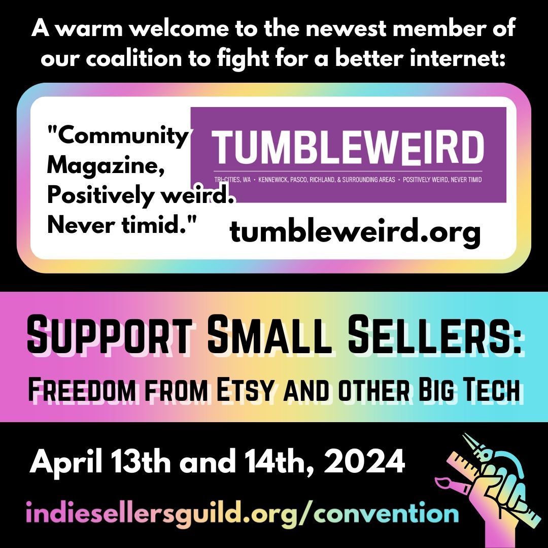 Today we're welcoming @tumbleweird magazine to our coalition to fight for a better internet! Learn more about the coalition at buff.ly/43v0O5m #supportsmallbusiness #peoplepower #strongertogether #indiesellersguild #coalition