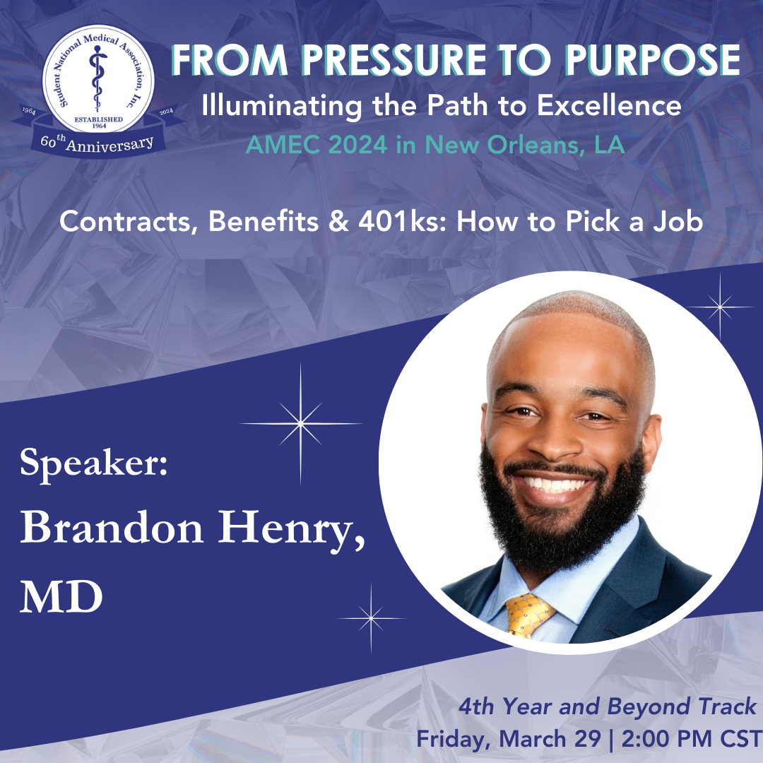 SNMA's tweet photo. AMEC is just around the corner, so we're sharing a few more of the upcoming sessions with you... (1/2)
#SNMA #MAPS #AMEC2024 #AMEC #NOLA #MedicalStudents #PreMeds #DiversifyMedicine #BlackDoctors #StudentDoctors https://t.co/geMoGMQiJI