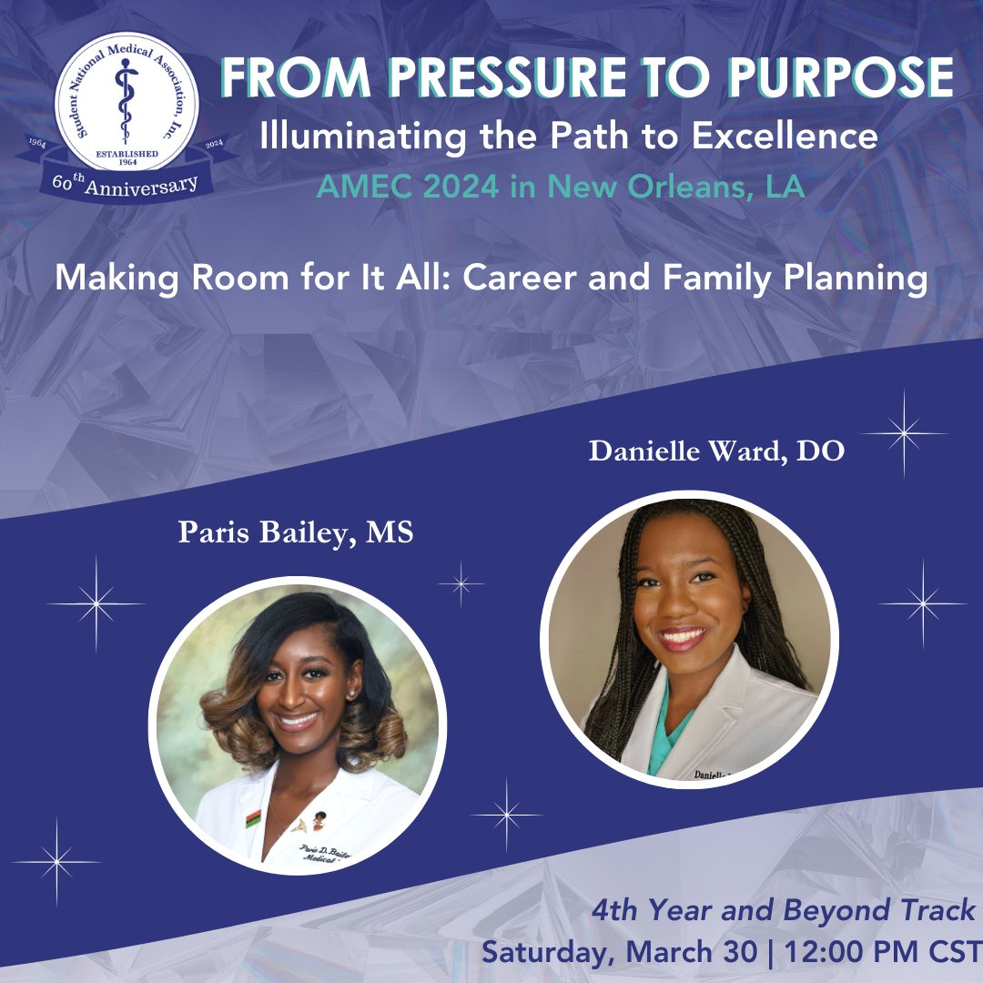 SNMA's tweet photo. AMEC is just around the corner, so we're sharing a few more of the upcoming sessions with you... (1/2)
#SNMA #MAPS #AMEC2024 #AMEC #NOLA #MedicalStudents #PreMeds #DiversifyMedicine #BlackDoctors #StudentDoctors https://t.co/geMoGMQiJI