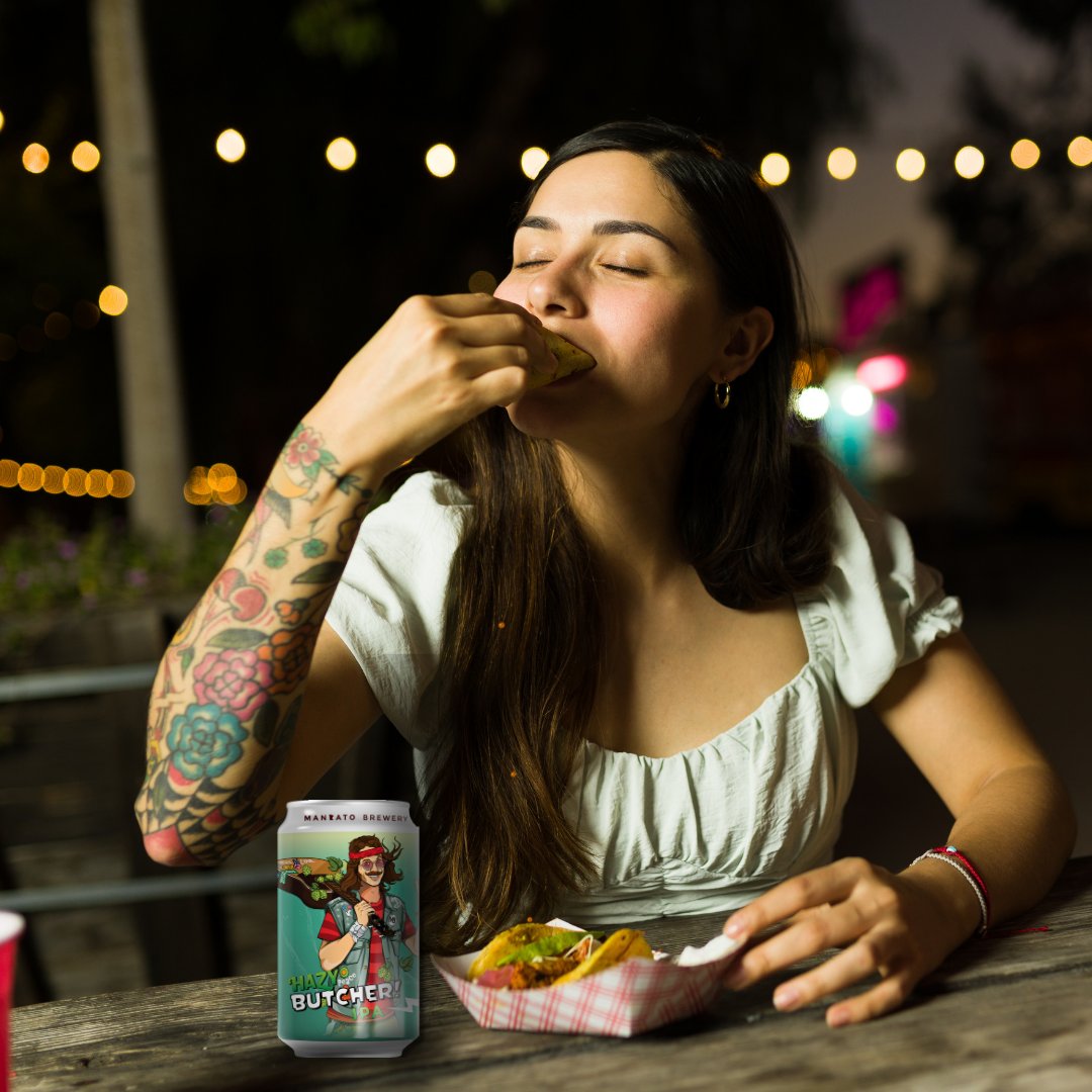 Tacos make every day better! Tacos with a Hazy Mad Butcher IPA is the perfect end to a Wednesday. How many tacos are you ordering?

Pick up our brews in our taproom or at your local liquor store. Order now at mankatobrewery.shop.