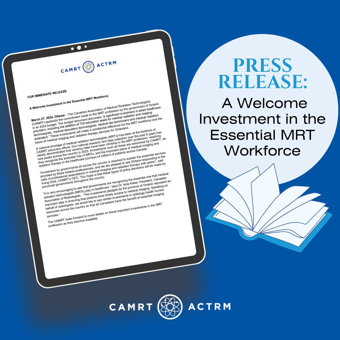The CAMRT applauds the commitment made to expand educational places for the MRT profession by the Government of Ontario in its 2024 budget. Our hope is that these types of policy decisions will be made by provincial governments throughout the country. camrt.ca/wp-content/upl…