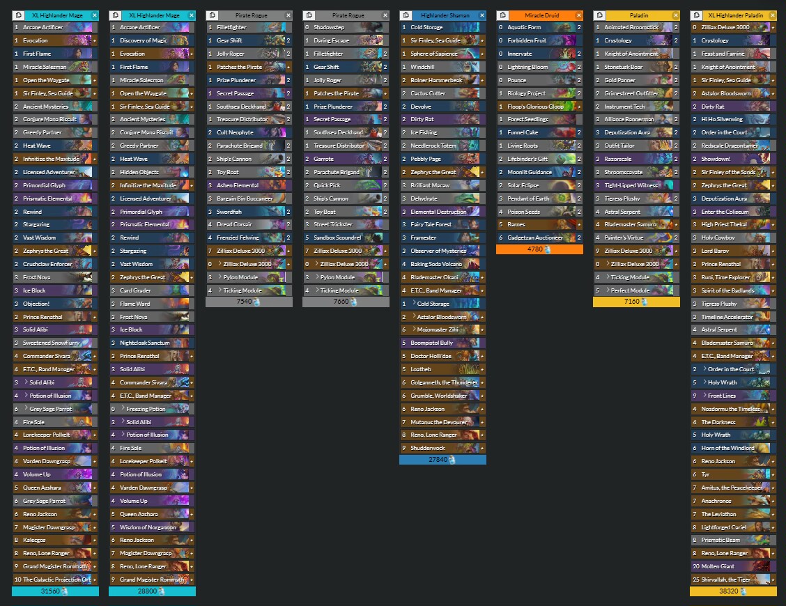 HS_Soda's tweet photo. Here are 8 wild decks from pros which are good to climb, I would put them on Tier 1 but have no time to make meta report recently.
Notes that Paladin will be nerfed tomorrow, so craft carefully.

https://t.co/6ssQAJTPUD https://t.co/kSvghxYCDD