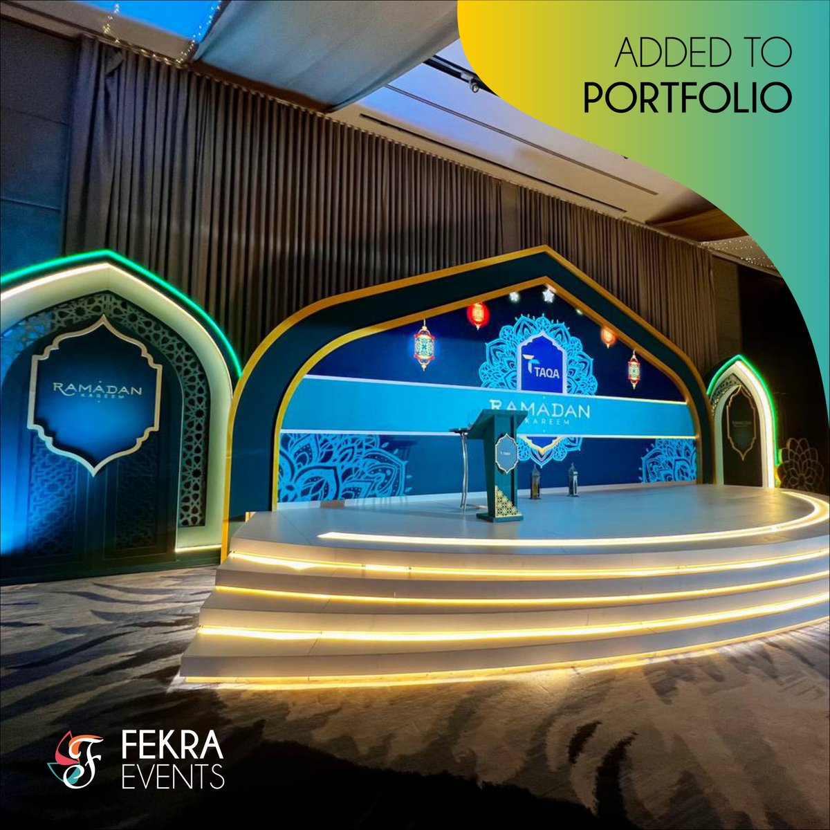 fekraevents's tweet photo. We added a new amazing project to our portfolio page on website! It's Ramadan Gathering for TAQA. Exclusive Arabic themed designs, beautiful implementation. Check the link to see results: https://t.co/Z7uxeUjJKD

#Ramadan2024 #FekraEvents #LegacyofExcellence https://t.co/of3kiaYB5i
