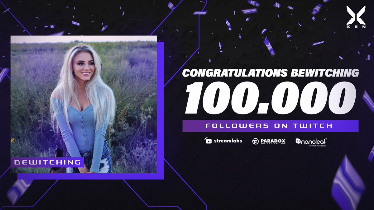 Congratulations @BewitchingYT for surpassing 100,000 followers on @Twitch! We couldn't be more proud of you! 🥳🎉
