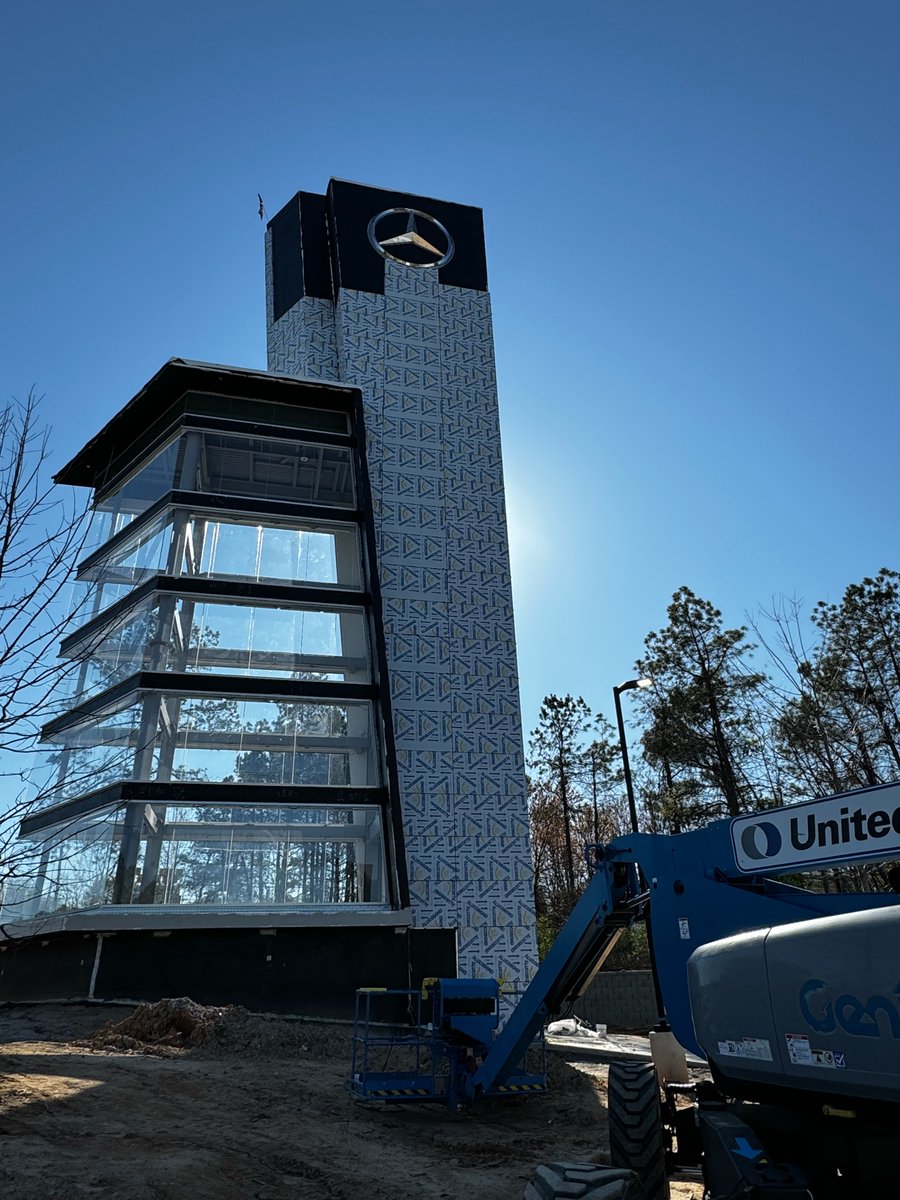 thepanelguys's tweet image. Constructing a custom 100-ft-tall car tower near Atlanta for Jim Ellis Mercedes. Meticulous attention to detail &amp;amp; unparalleled craftsmanship define our panel installation. 

#ThePanelGuys #ConstructionExcellence #FieldInstallation #AtlantaConstruction #Craftsmanship