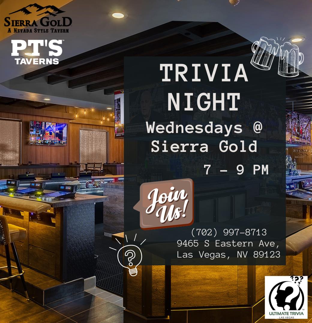 UltTriviaLV's tweet photo. TONIGHT!!!
Every WEDNESDAY night 7pm 🔥🔥🔥
#TRIVIA 🧠🧐 at Sierra Gold Eastern 7pm - 9pm   

Always 💯 FREE to play and PRIZES 🏆🥇
Great FOOD and LOW prices 🥑🥗🍗

Hosted by Comedian Jeremy H. Flores https://t.co/GaS3DXHfz0