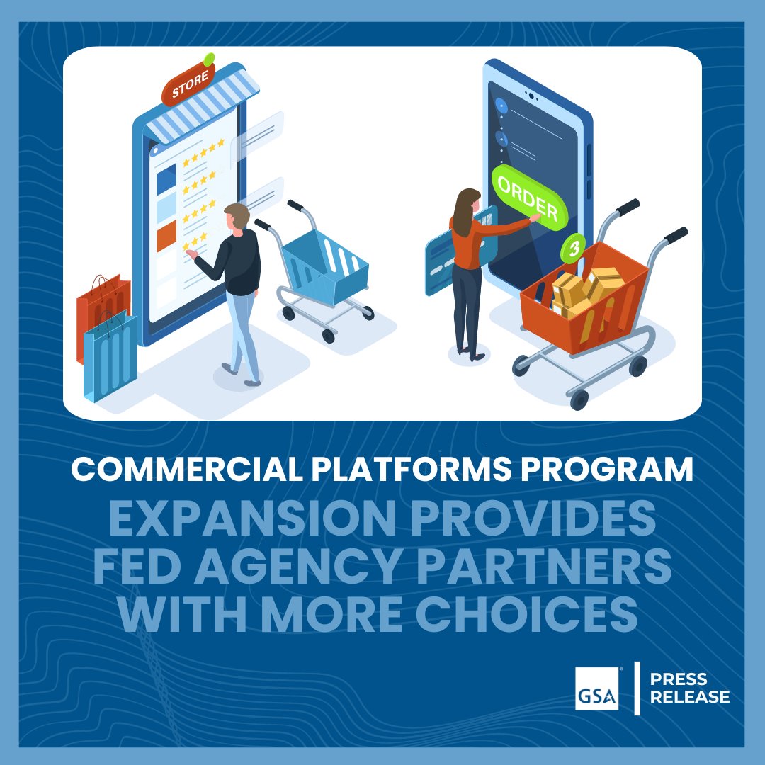 USGSA's tweet photo. @USGSA is announcing the expansion of @FAS_Outreach's Commercial Platforms Program. By awarding contracts to eight commercial online platforms, agencies and purchase cardholders now have broadened access to a diverse range of products.

➡️ https://t.co/LakNi6lu3Y https://t.co/8xXwqxCWe1