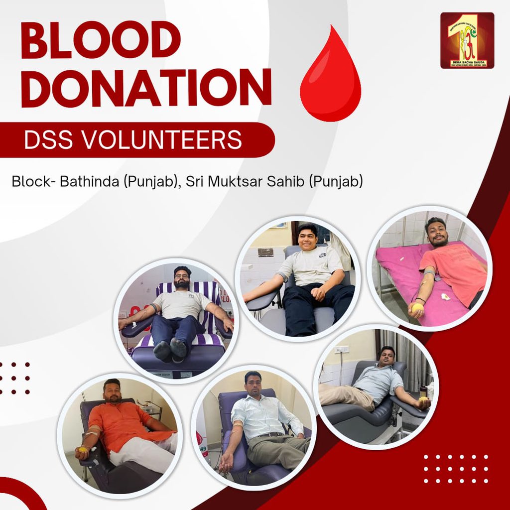 In the spirit of selflessness and compassion, volunteers from Bathinda & Sri Muktsar Sahib, Punjab, have come together to donate blood🩸for patients in need. Guided by the teachings of Saint Dr. Gurmeet Ram Rahim Singh Ji Insan, Dera Sacha Sauda volunteers tirelessly work…