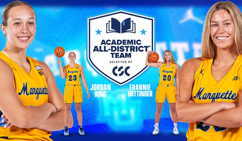 Getting it done on the court and in the classroom 🏀📚 @_jkinggg_ and @FrannieH23 named @CollSportsComm Academic All-District. #MUWBB