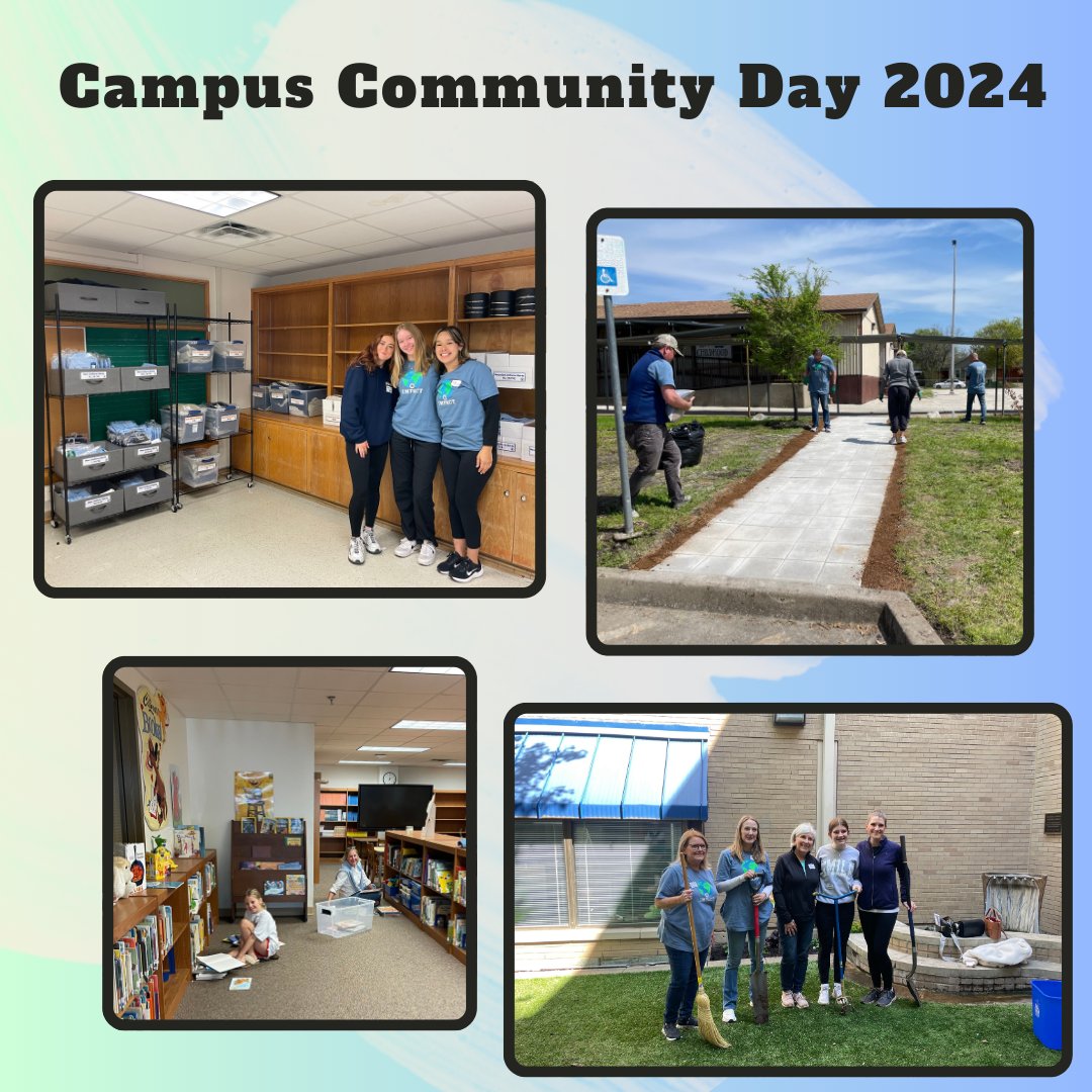 Thank you to @unitedtolearn and @HPUMC for their support and collaboration during this year's Campus Community Day. With their help, we were able to create a Care Closet for students, build a walking path for rainy days, and organize the library. We appreciate you! @SoniaLoskot