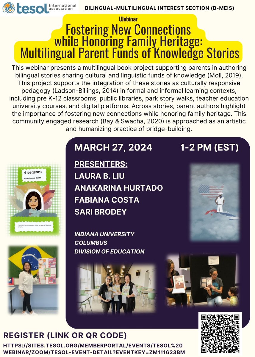 soe_global's tweet photo. Webinar TODAY!!!
TESOL | Fostering New Connections while Honoring Family Heritage: Multilingual Parent Funds of Knowledge Stories

⏰Date&amp;Time: Wednesday, 27 March 2024, 1:00 p.m. ET https://t.co/twmRaAIbdh
