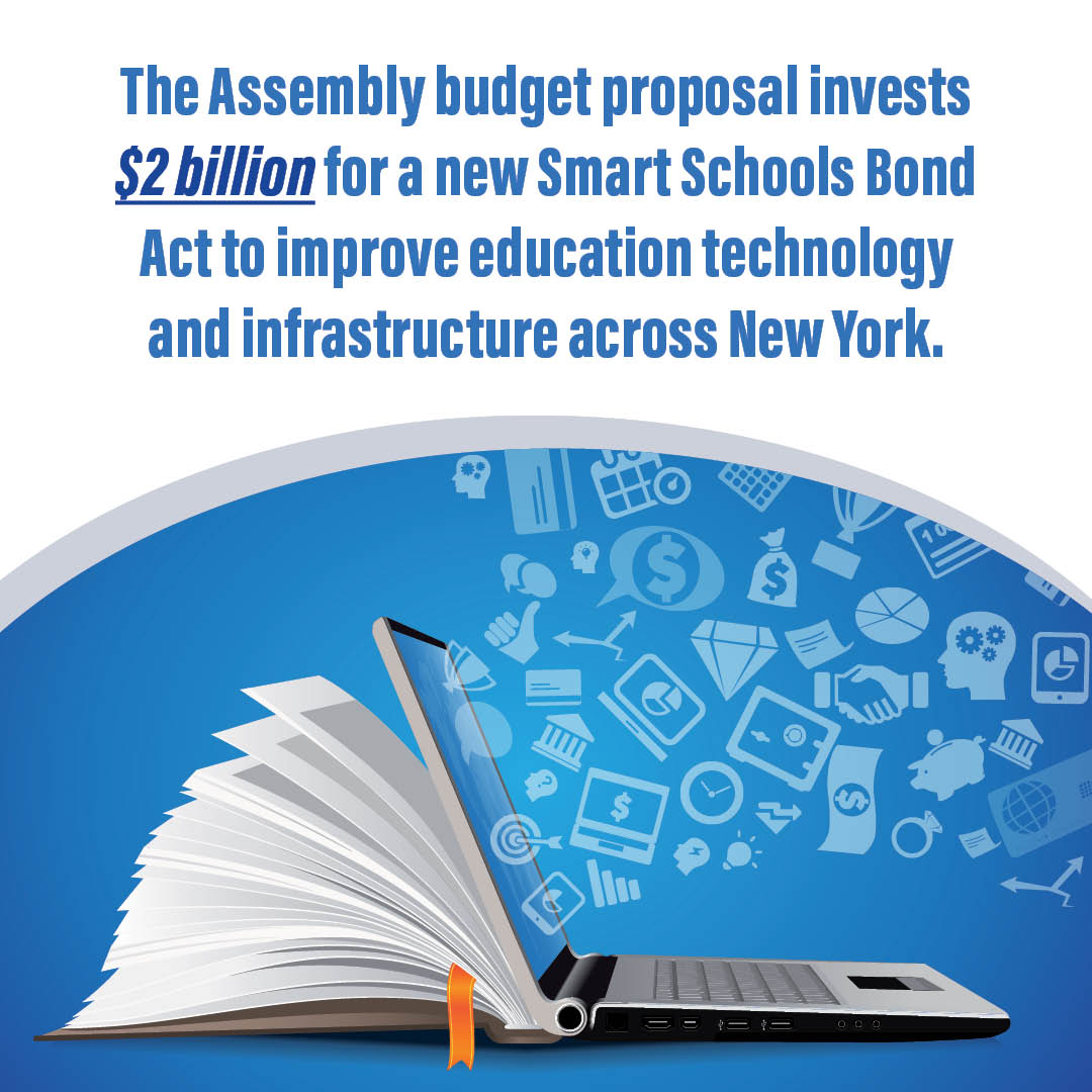 Ensuring that our students have access to a high-quality education, the Assembly One-House budget proposes a new $2 billion Smart Schools Bond Act.
