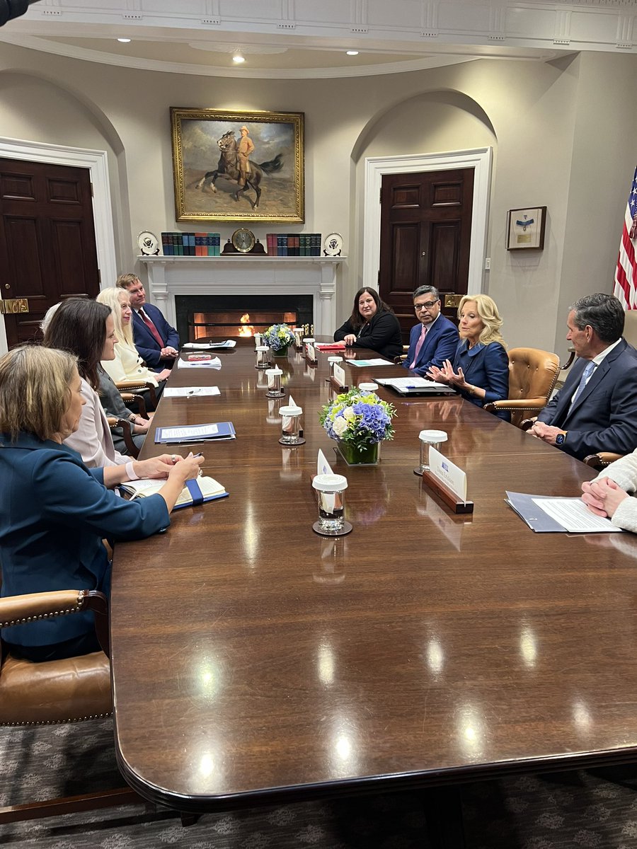 First Lady Jill Biden, as part of Cancer Moonshot, is meeting w/health insurance execs to discuss benefits of patient navigators for cancer patients, ensuring “no person has to face cancer alone.” “I can tell you from personal experience, it makes all the difference,” she says