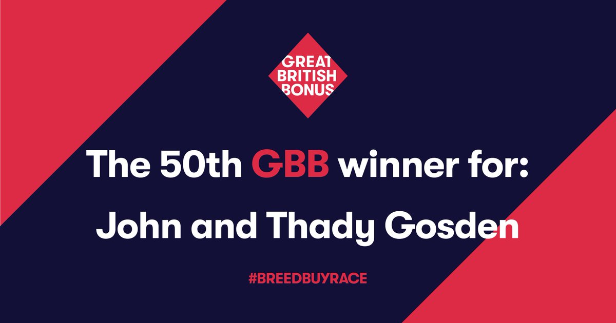 Congratulations to John & @thadygosden who, with a win by Rainbows Edge, have become the first trainers to win 50 GBB bonuses. Their enviable list of winners include Inspiral, Emily Upjohn, Nashwa & Commissioning. What a team!