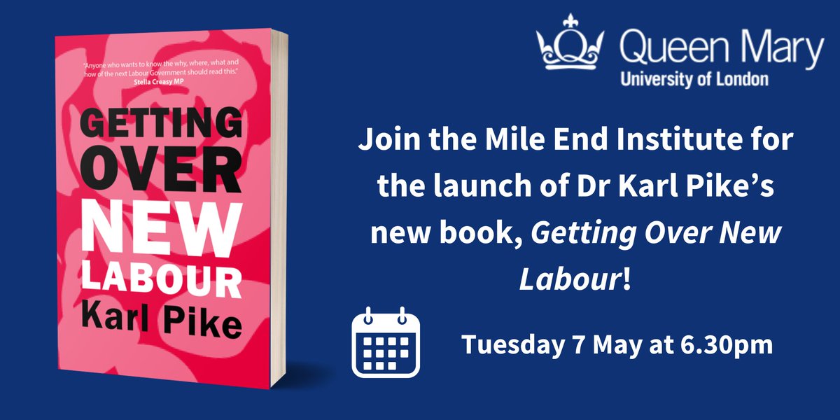 📅Tuesday 7 May at 6.30pm📅 @MileEndInst is delighted to be hosting the launch of @p_ikek's new @agendapub book, Getting Over New Labour! Karl will be in conversation with @HannahAlOthman about the book, the #LabourParty and #KeirStarmer's leadership. 🔗qmul.ac.uk/mei/events/mei…