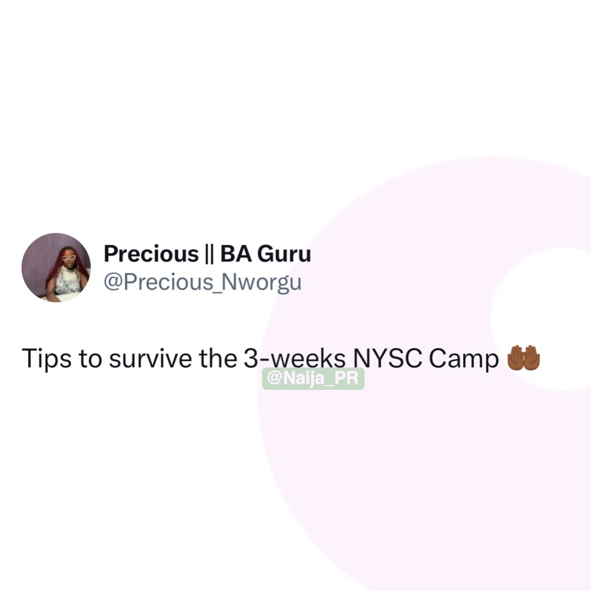 Naija_PR's tweet photo. Tell us how youyou survived Nysc camp?👀 https://t.co/durNIuy4cf