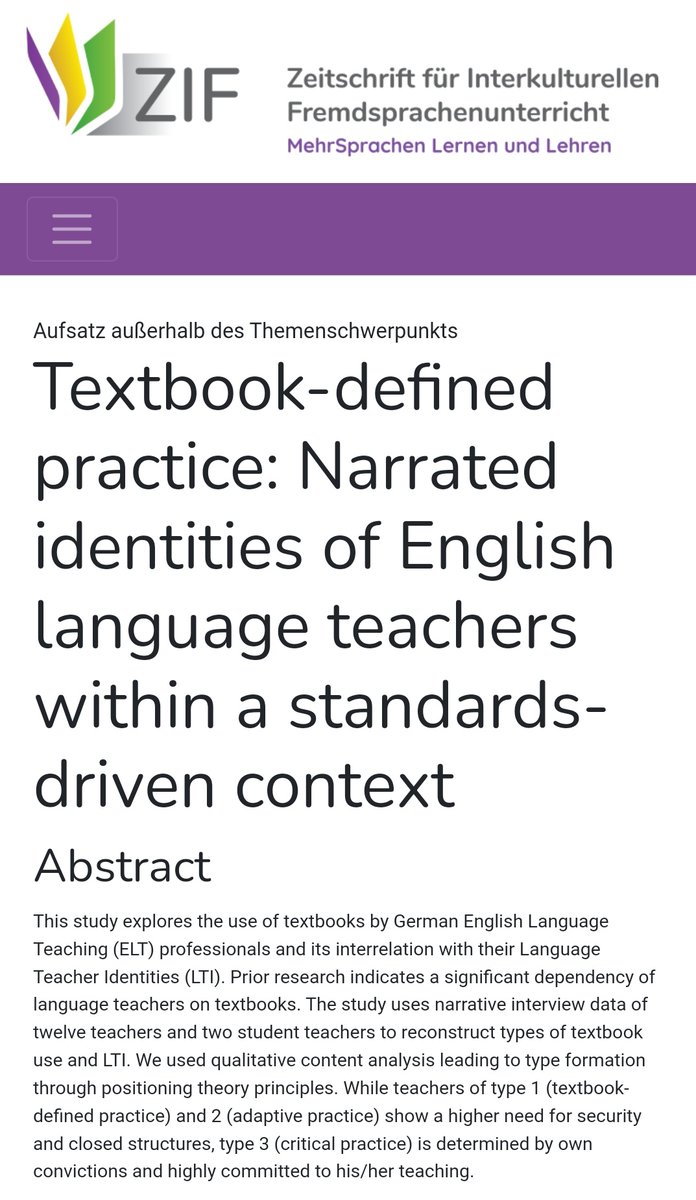 New publication on language teaching and textbook use: zif.tujournals.ulb.tu-darmstadt.de/article/id/382… #hotoffthepress #elt #language #education - Thanks to @mareenlueke 😎