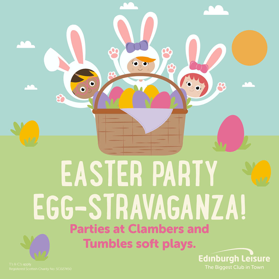 Kick off the holidays with our Easter parties at Clamber and Tumbles this week! Dance at Clambers with Alexander the Great bringing the magic, while at Tumbles kids can enjoy a special Easter egg treat! And we'll have lots of soft play fun edinburghleisure.co.uk/activities/sof…