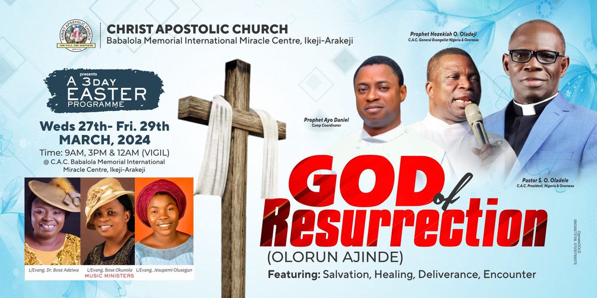 prophethezekiah's tweet photo. The 3-day Easter program at the Babalola Memorial International Miracle Centre, Ikeji-Arakeji has started!
The God of Resurrection shall revive all that is dead in your life!
Don't miss it!
#ikejiarakeji
#easterprogram
#olorunajinde
#march2024
#officialprophethezekiah
#PHMedia https://t.co/DySBkk0aWy