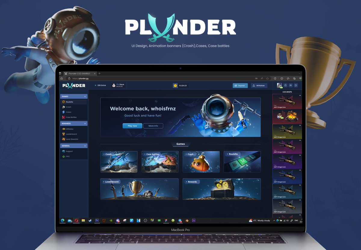 Soon we drop UI Design website for Plunder.gg