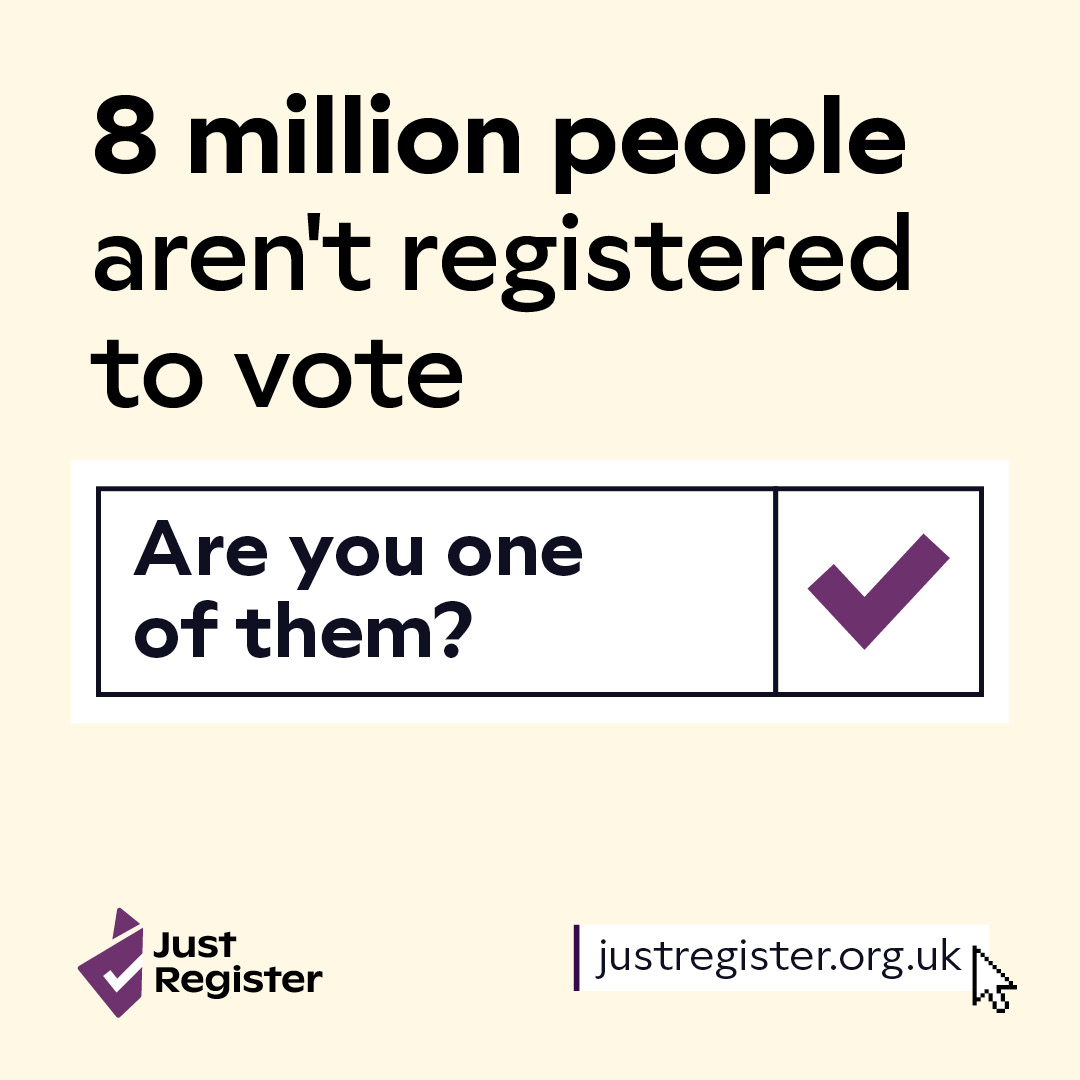 If you’re not registered, you’re not represented. Register today ➡️ justregister.org.uk