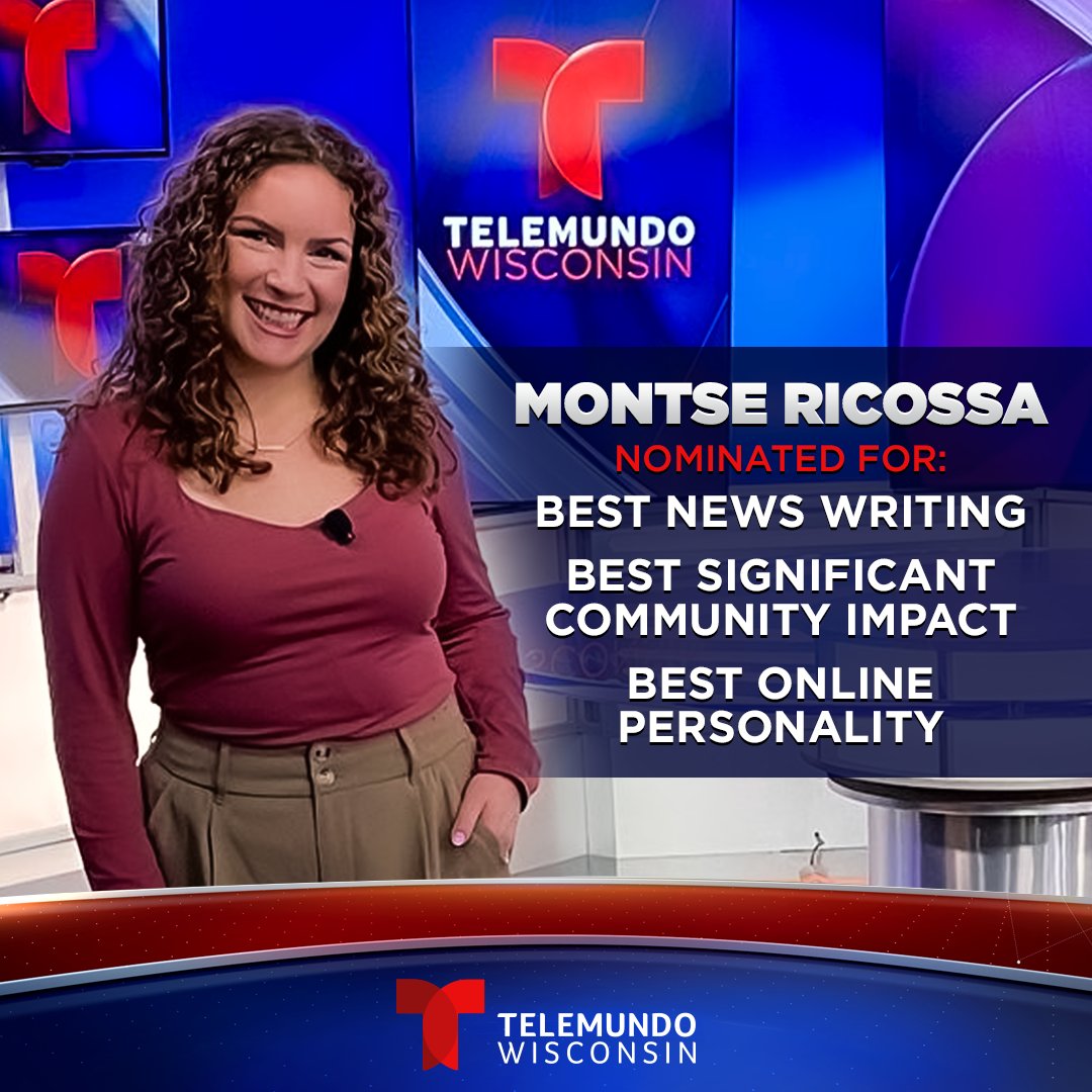 Montse Ricossa (@montsericossa) on Twitter photo What an honor! I'm so excited to share that I'm a finalist in THREE categories for the <a href="/WIBroadcasters/">WBA</a> 2024 Awards! I'm so thankful for my team at <a href="/TelemundoWI/">Telemundo Wisconsin</a> and <a href="/CBS58/">CBS 58 News</a> and the tremendous work we do. The banquet is in May, where I'll learn if I placed in 1st, 2nd, or 3rd What an honor! I'm so excited to share that I'm a finalist in THREE categories for the <a href="/WIBroadcasters/">WBA</a> 2024 Awards! I'm so thankful for my team at <a href="/TelemundoWI/">Telemundo Wisconsin</a> and <a href="/CBS58/">CBS 58 News</a> and the tremendous work we do. The banquet is in May, where I'll learn if I placed in 1st, 2nd, or 3rd