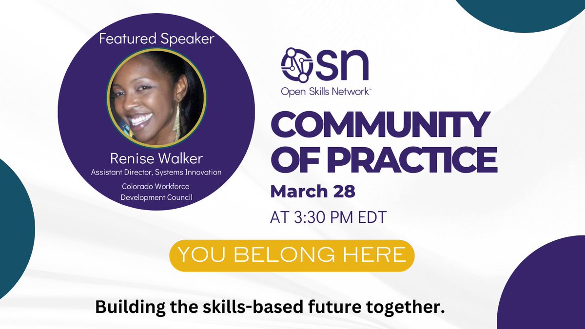 OSkillsNetwork's tweet image. Be a part of the conversation, take action in the skills movement.

👉 RSVP now to join us: openskillsnetwork.org/events

March 28
3:30 PM EDT