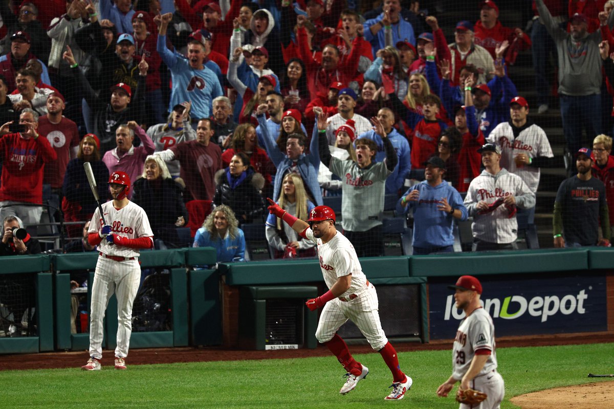 SportsRadioWIP's tweet photo. Kyle Schwarber on Opening Day:

"You don't sleep well the night before because you got all the jitters. You know that Bank is going to be packed. You're excited to get back in front of your fan base...It's just like Christmas." 🔥

(@WIPMiddayShow)

#OpeningDay | #RingTheBell https://t.co/VClwlE1A5s