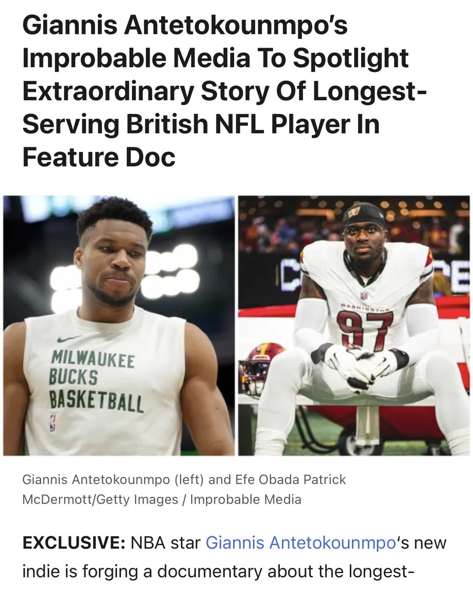 “Efe Obada’s journey overcoming insurmountable odds to succeed at the summit of football is exactly the kind of story Improbable Media seeks to shine a light on.” deadline.com/2024/03/gianni…