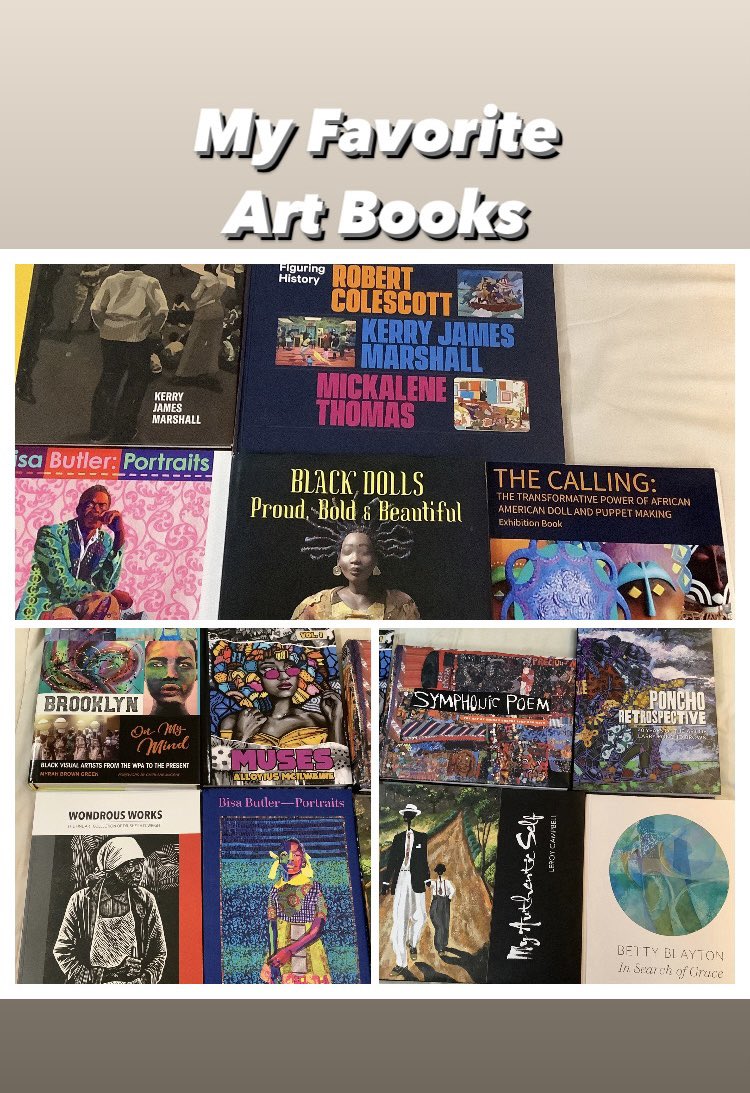 SSCOTTBROOKING's tweet photo. #Books #ArtBooks #BisaButler #LeroyCampbell #KerryJamesMarshall #LarryPonchoBrown #MyrahBrownGreen #BettyBlayton #AlloyiusMcIlwaine #MickaleneThomas #RobertColescott #AminahBrendaLynnRobinson #DrSheilaWright #BlackDolls #BlackAuthors https://t.co/4OpNVXJ6mj