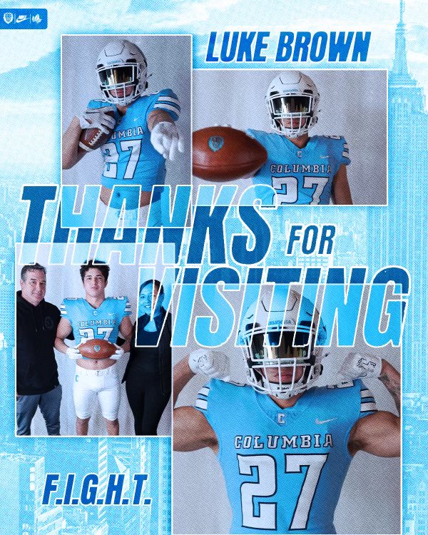 Luke Brown (@lukebrown_6) on Twitter photo Thank you <a href="/CULionsFB/">Columbia Football</a> for a great visit. I can’t wait to get back on campus! <a href="/Coach_Poppe/">Jonathan Poppe</a> <a href="/CoachManion_/">Joe Manion</a> <a href="/Coach_Kukesh/">Andrew Kukesh</a> <a href="/CoachStoNGo/">Justin Stovall</a> <a href="/CoachT_82/">Kenneth Tinsley</a> <a href="/SSmith_II/">Coach Seitu</a> Thank you <a href="/CULionsFB/">Columbia Football</a> for a great visit. I can’t wait to get back on campus! <a href="/Coach_Poppe/">Jonathan Poppe</a> <a href="/CoachManion_/">Joe Manion</a> <a href="/Coach_Kukesh/">Andrew Kukesh</a> <a href="/CoachStoNGo/">Justin Stovall</a> <a href="/CoachT_82/">Kenneth Tinsley</a> <a href="/SSmith_II/">Coach Seitu</a>