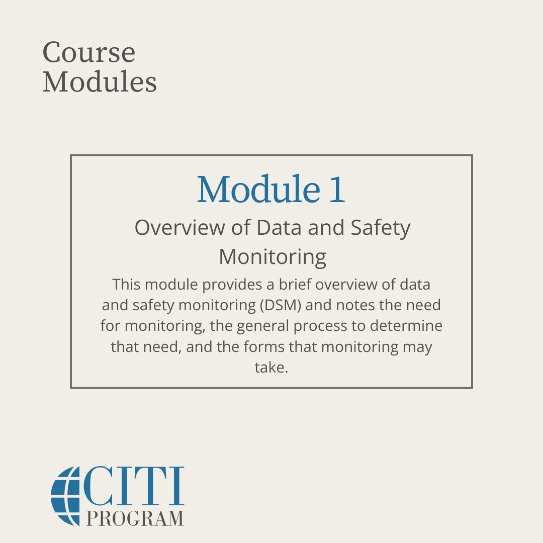 citiprogram's tweet photo. Here's a preview into what our new "Data Monitoring Committees: A Guide for New Leaders and Members" course has to offer. Take a closer look at some of the modules you will gain insight into.
#DataMonitoringCommittee