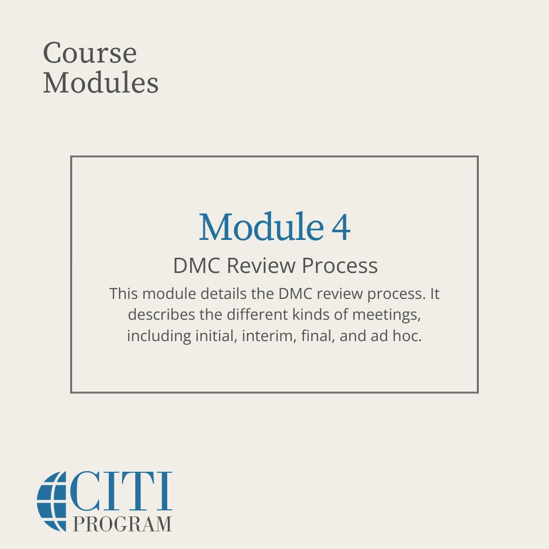 citiprogram's tweet photo. Here's a preview into what our new "Data Monitoring Committees: A Guide for New Leaders and Members" course has to offer. Take a closer look at some of the modules you will gain insight into.
#DataMonitoringCommittee