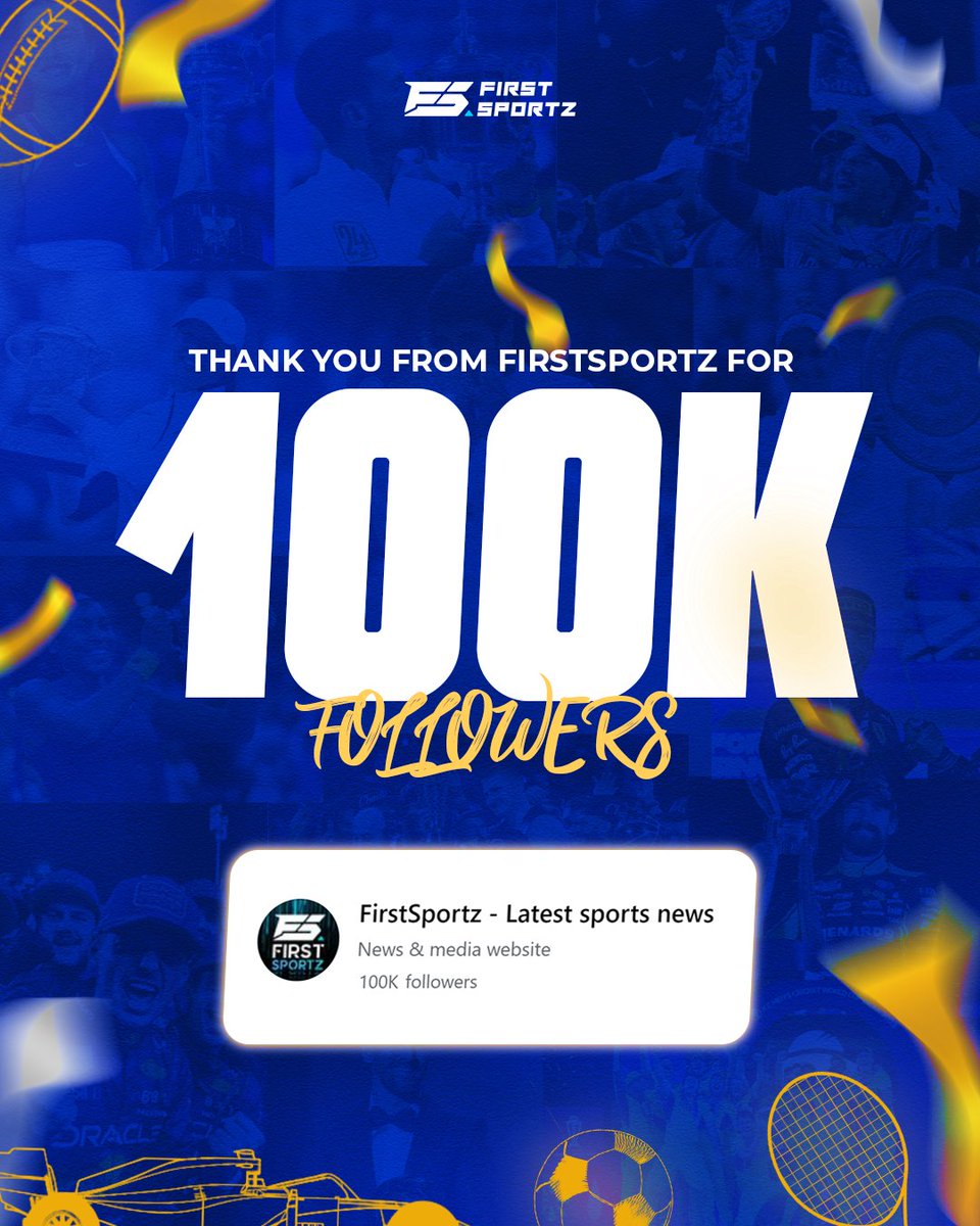 FirstSportzUSA's tweet photo. FirstSportz has crossed 100k followers on Facebook! 🥳🏆
Thanks to our awesome sports family for the incredible support! 🏆
#FirstSportz https://t.co/sl3U4VFcgf