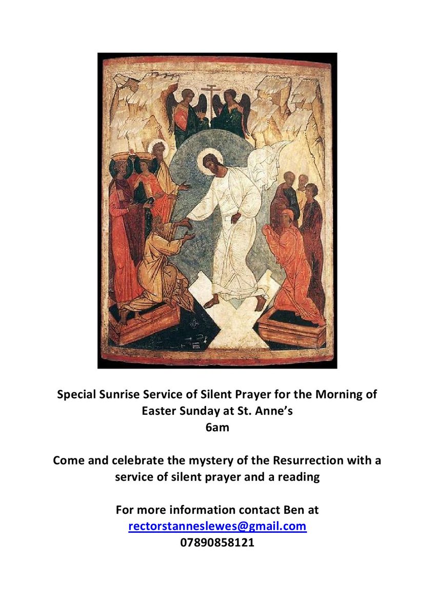 ChurchStAnnes's tweet photo. See the poster about the additional SUNRISE SERVICE at 6am(!) on Easter Sunday morning...

(And we still have our 8am and 10am services as posted about previously.)

#easter #sunrise #prayer #heisrisen #christian #church #lewes https://t.co/zJTPzq14hA