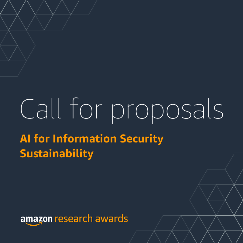 AmazonScience's tweet photo. 📣 Amazon Research Awards has issued a CFP for the AI for Information Security and Sustainability research areas. The deadline for submissions is May 7. 

Successful applicants will receive unrestricted funds, AWS promotional credits, and training resources. #AmazonResearchAwards