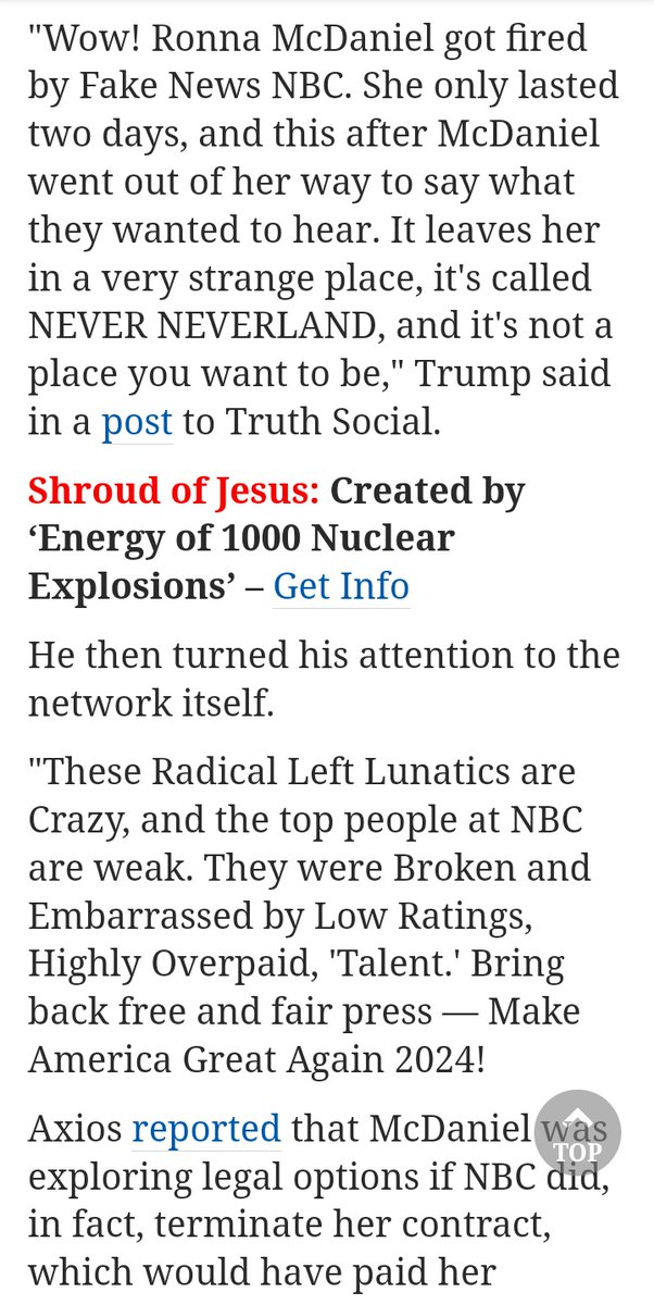 Lovrofnature's tweet photo. Now that's a communist so-called news station, she even tried to follow through with "the narrative" & STILL got fired by her socialists propoganda pusher coworkers!
Way to go @NBCNews you have officially shown who & what you are!
#CesarConde
@RonnaMcDaniel do you get it now? https://t.co/BWacdGU3pq