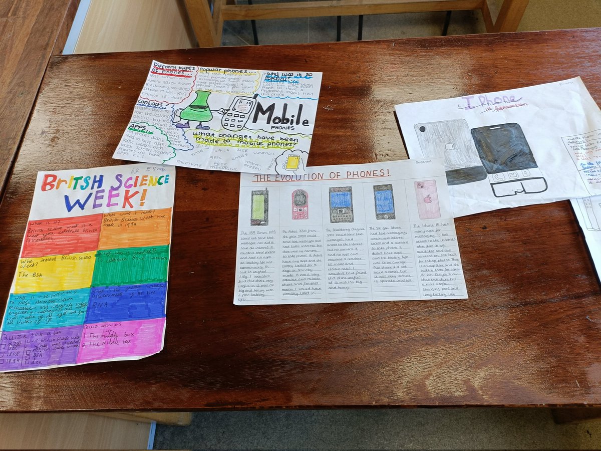 TMBS_Science's tweet photo. Well done to all KS3 students who submitted a poster for the #BritishScienceWeek poster competition. 

Students discovered how mobile phones have evolved since their invention due to the #BritishScienceWeek theme for this year being Time. 

There were some amazing entries!! https://t.co/hvYou8QHmx