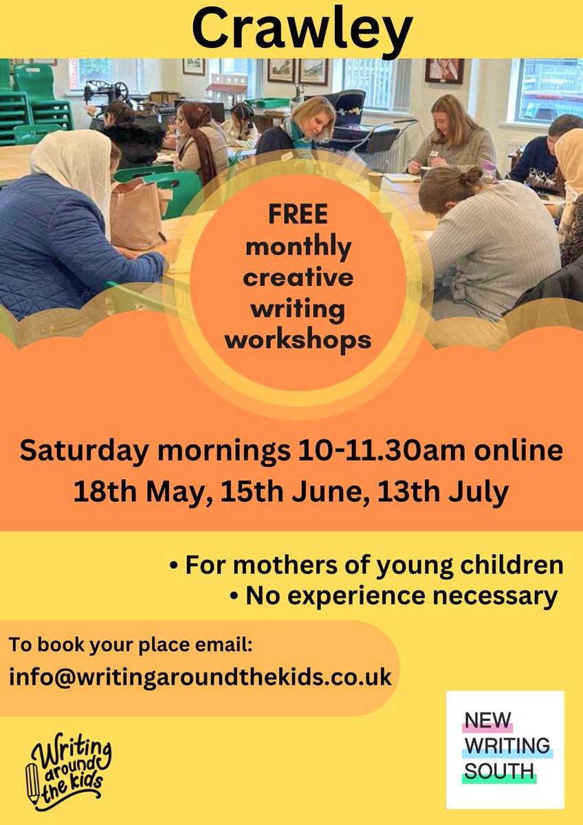 #Crawley women with young children - don't miss these free #online #creativewriting workshops with Writing Around the Kids (@writingaroundt1) in May, June and July. No experience necessary! To book your free place, email info@writingaroundthekids.co.uk