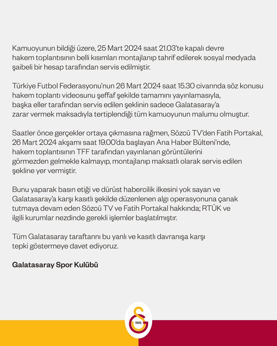 GalatasaraySK's tweet photo. Kamuoyuna duyuru https://t.co/pw1CZlVfAr