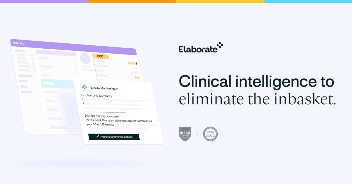 Embedded in the #EMR through #FHIR or direct integration, Elaborate's #technology automates personalized context to accompany the direct release of a patient’s #health data.

To learn more, book a meeting with an #inbasket specialist: elaborate.com/demo