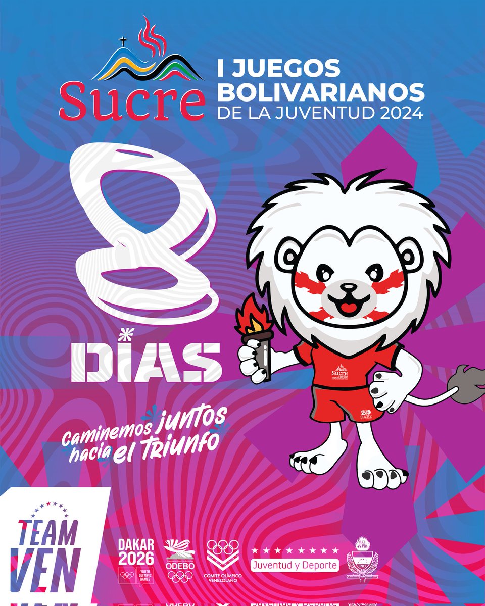 Estamos a tan solo 8️⃣ días de Sucre 2024 🇧🇴🫶🏼🇻🇪 Nuestros jóvenes ya están listos para viajar a la capital de Bolivia y vencer para obtener los mejores resultados en los I Juegos Bolivarianos de la Juventud. Del 4 al 14 de abril viviremos la primera gran fiesta deportiva del año