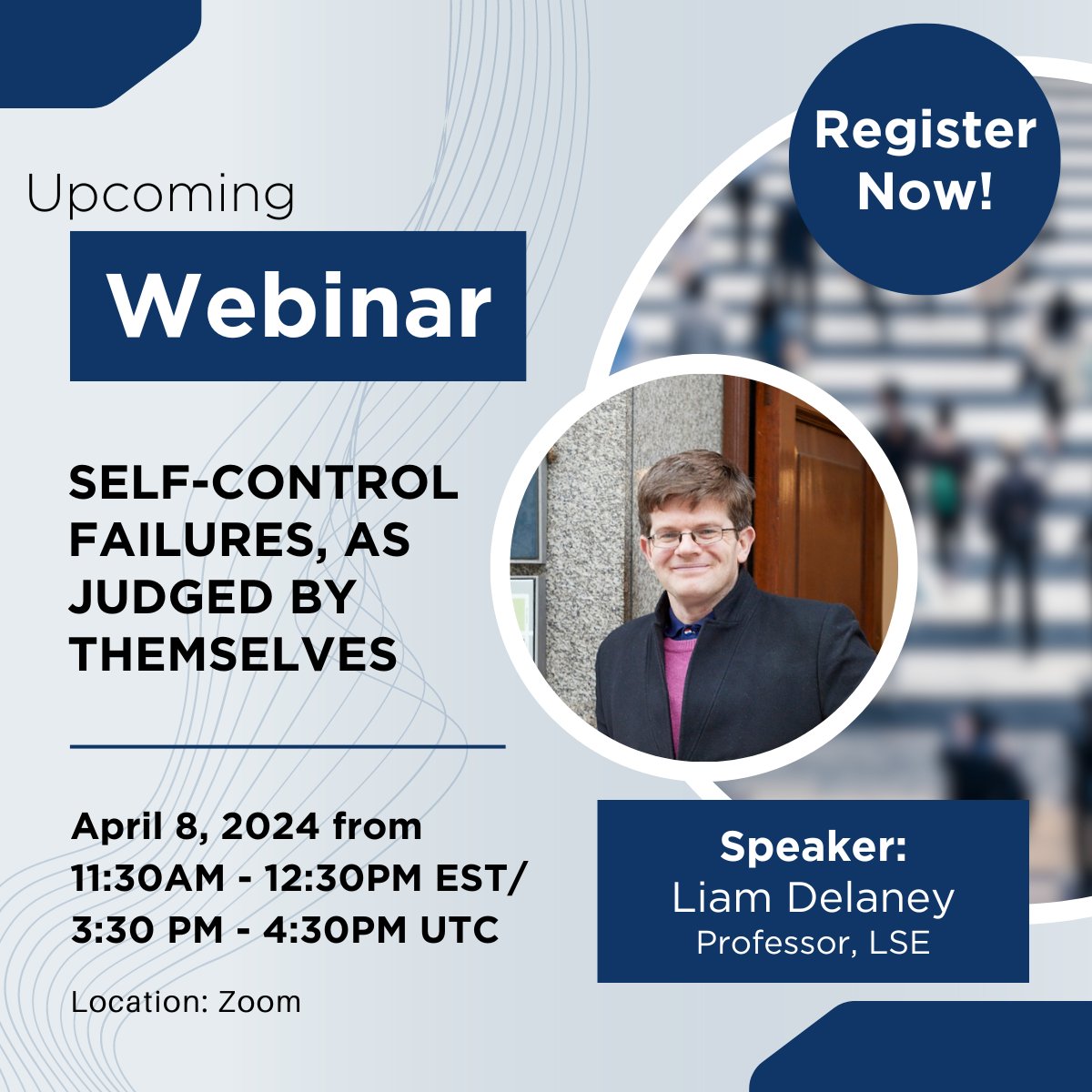Join us for an insightful webinar on 'Self-Control Failures, As Judged By Themselves' with speaker Liam Delaney, Professor, LSE. Explore the impact on public policy and well-being on April 8th at 11:30 AM-12:30 PM EDT / 3:30 PM-4:30PM UTC. Register now: healtheconomics.org/event/economic…