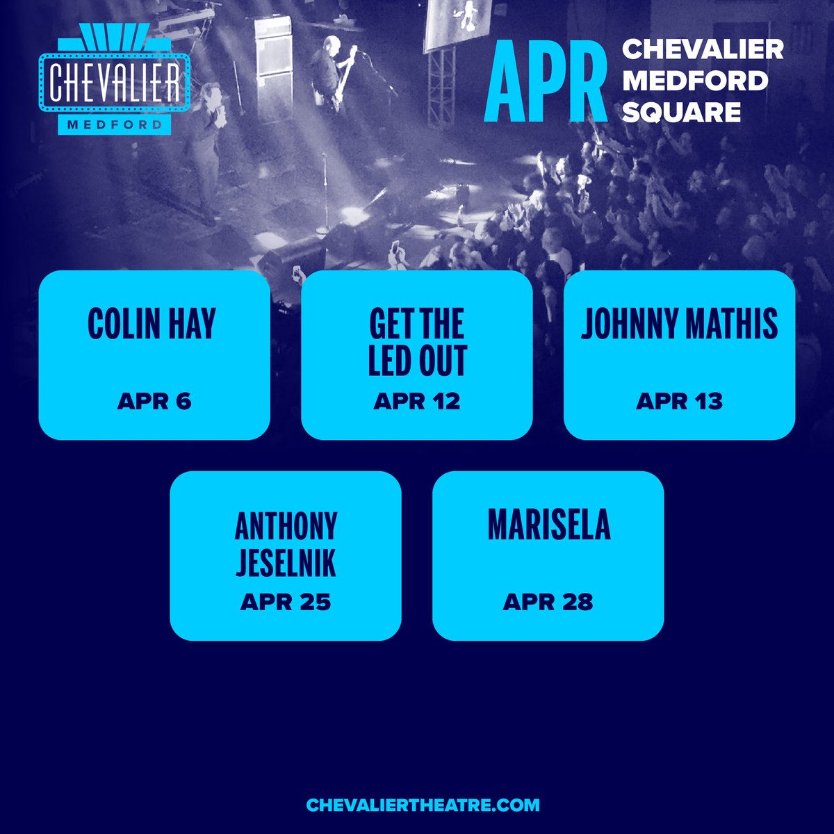 APRIL SHOWS 🎸🤘 Tickets to all shows here 👇 🎟️: chevaliertheatre.com/calendar