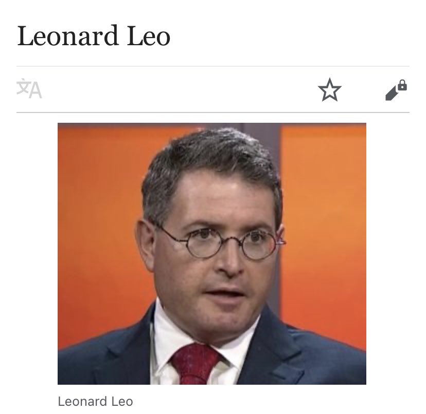 Leonard Leo's former media relations director has said that Leo “figured out 20 years ago that conservatives had lost the culture war. Abortion, gay rights, contraception—conservatives didn't have a chance if public opinion prevailed. So they needed to stack the courts.' 1/